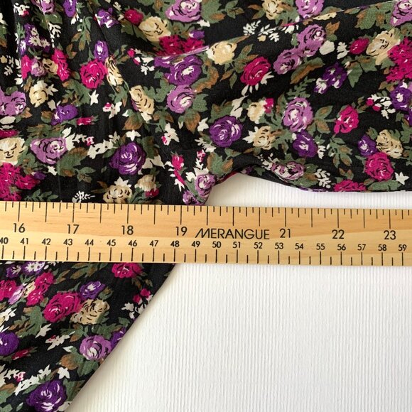 Vintage Floral Midi Dress - Black and Pink - Picture 11 of 15